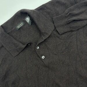 Cellinni Men's XXL 100% Pure New Wool Fine Merino Long Sleeve Polo Sweater Black